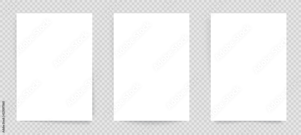 Obraz premium Vector A4 format paper with shadows - stock vector.