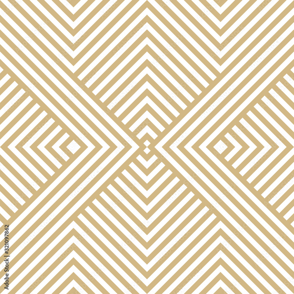 Vector golden geometric lines pattern. Luxury linear background with stripes, diagonal shapes, squares, chevron. Abstract white and gold seamless texture. Modern stylish design for decoration, covers Vector golden geometric lines pattern. Luxury linear background with stripes, diagonal shapes, squares, chevron. Abstract white and gold seamless texture. Modern stylish design for decoration, covers