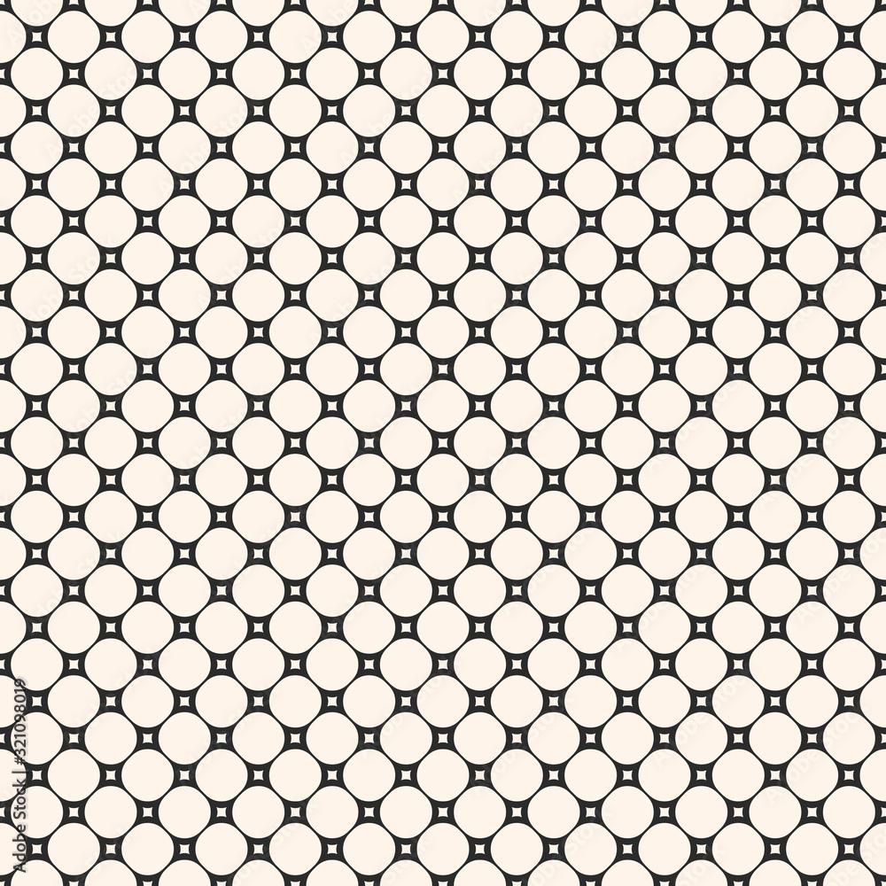 Circular mesh texture. Vector seamless pattern with small circles and squares, delicate perforated surface. Simple abstract monochrome geometric background, repeat tiles. Design for decor, fabric Circular mesh texture. Vector seamless pattern with small circles and squares, delicate perforated surface. Simple abstract monochrome geometric background, repeat tiles. Design for decor, fabric