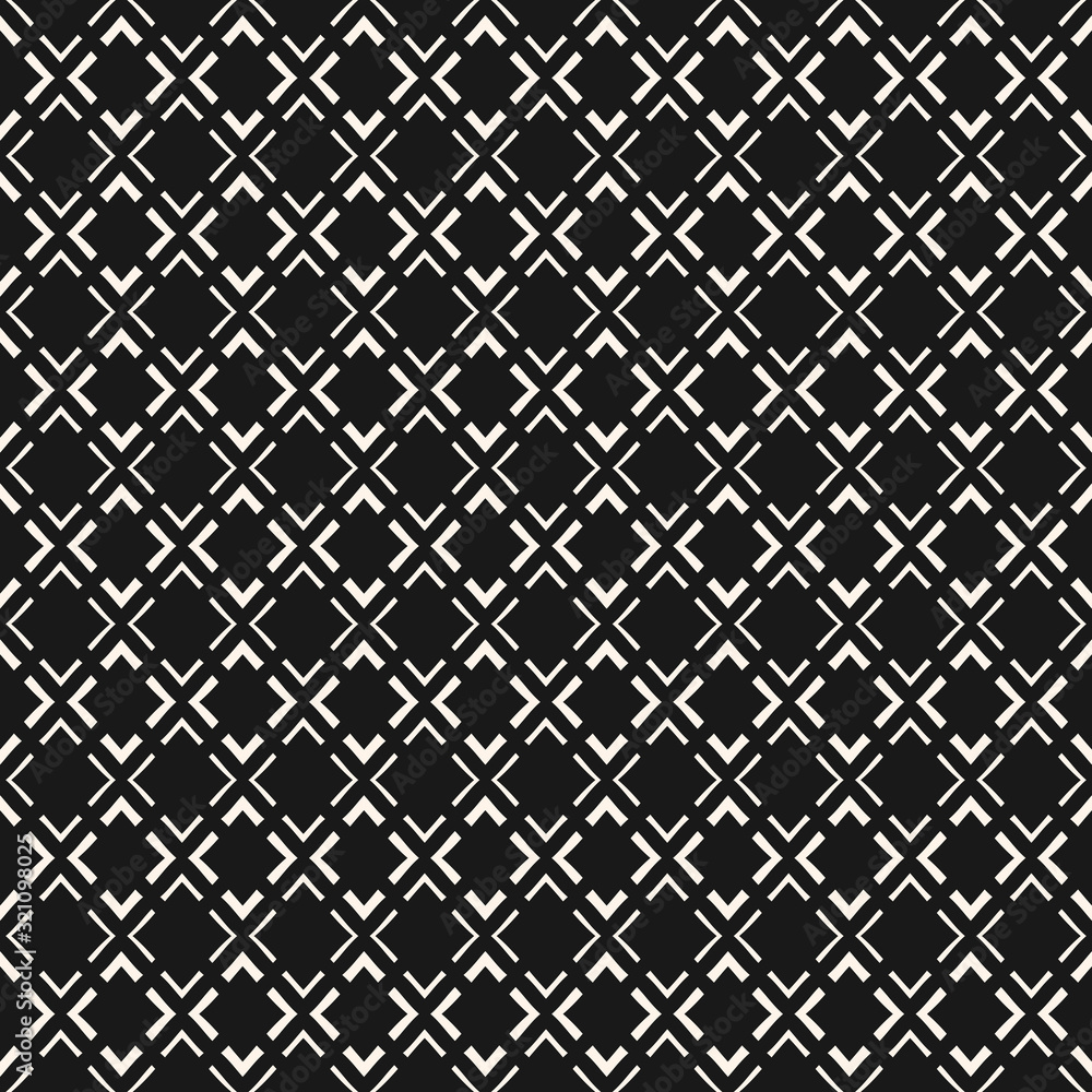 Vector geometric seamless pattern. Modern abstract texture with small linear rhombuses, thin lines, repeat tiles. Simple monochrome background. Dark design for decor, package, covers, upholstery, web