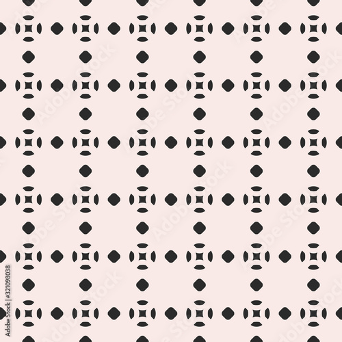 Vector seamless pattern  smooth geometric figures  circles  squares  buttons. Simple minimalist abstract background  monochrome texture  repeat tiles. Design for covers  fabric  furniture  prints  web