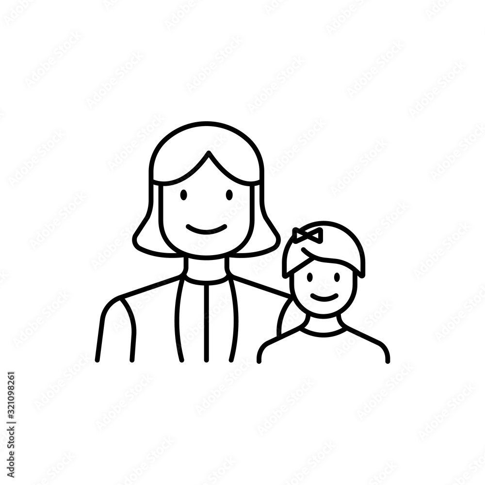children, mothers day, family line icon on white background children, mothers day, family line icon on white background
