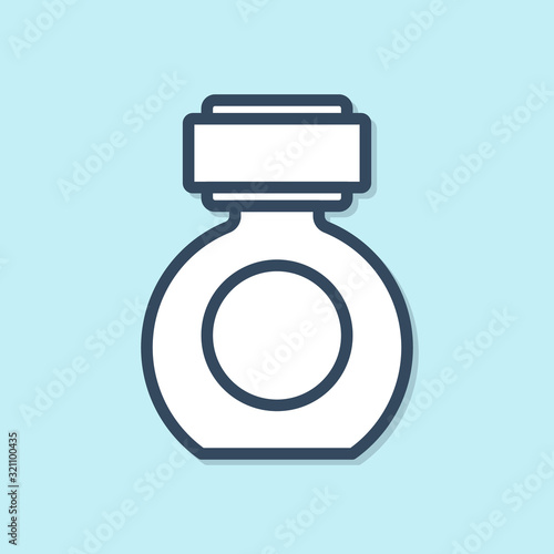 Blue line Aftershave icon isolated on blue background. Cologne spray icon. Male perfume bottle. Vector Illustration
