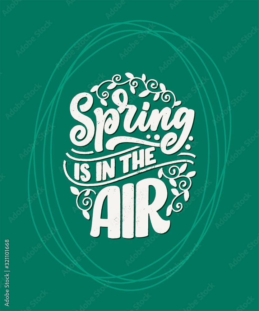 Fototapeta Spring time lettering greeting card. Fun season slogan. Typography poster or banner for promotion and sale design. Calligraphy print. Vector