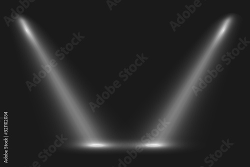 Vector spotlight on black background,