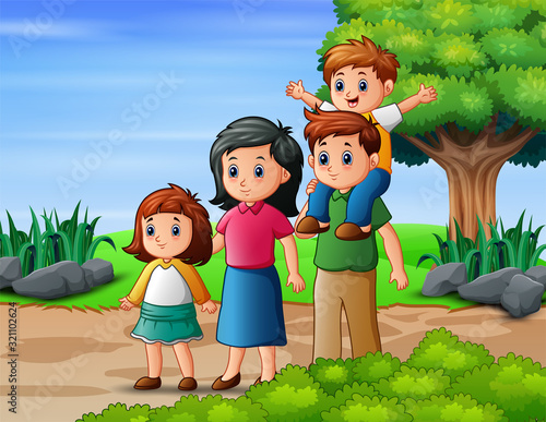 Happy family member vacation in the park