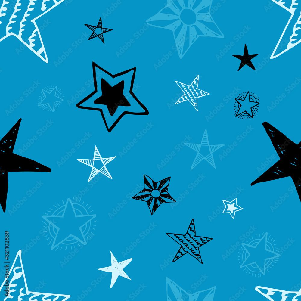Obraz premium Seamless doodle hand drawn stars