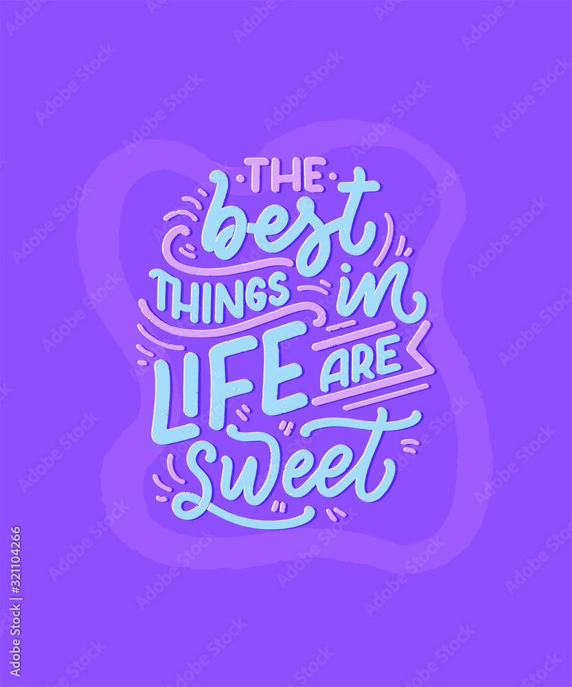 Obraz premium Funny saying, inspirational quote for cafe or bakery print. Embossed tape and brush calligraphy. Dessert lettering slogan in hand drawn style. Vector