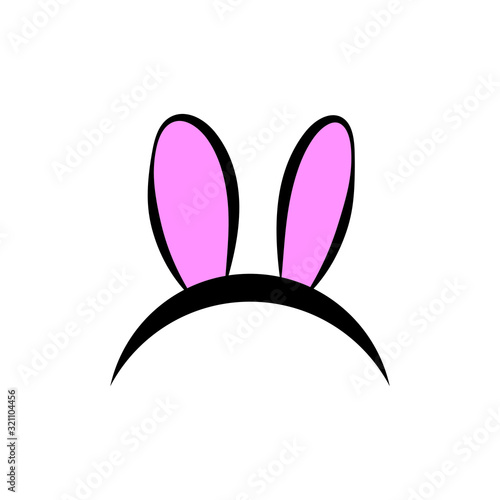 Easter bunny ears mask or hat on a white background. Headdress, costume isolated element for the celebration of Easter. Vector Illustration.