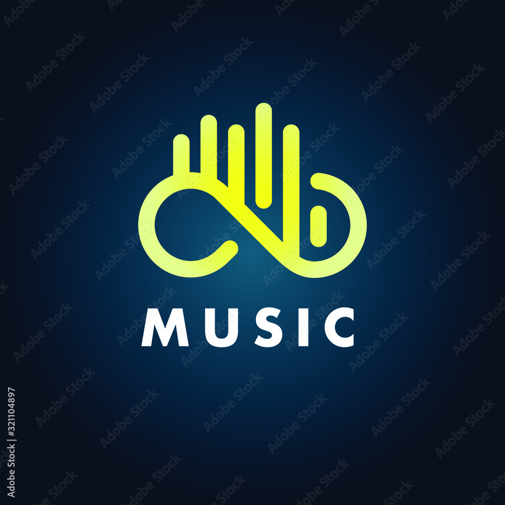Obraz premium Music logo, vector template, business symbol, sound infinity icon design