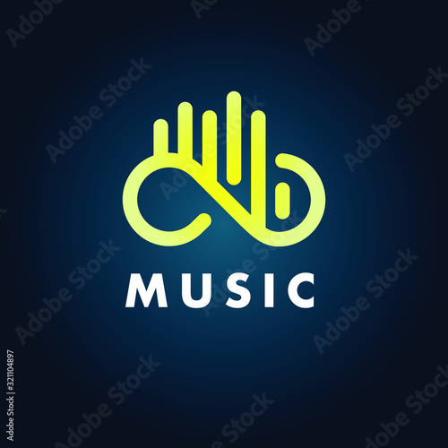 Music logo, vector template, business symbol, sound infinity icon design