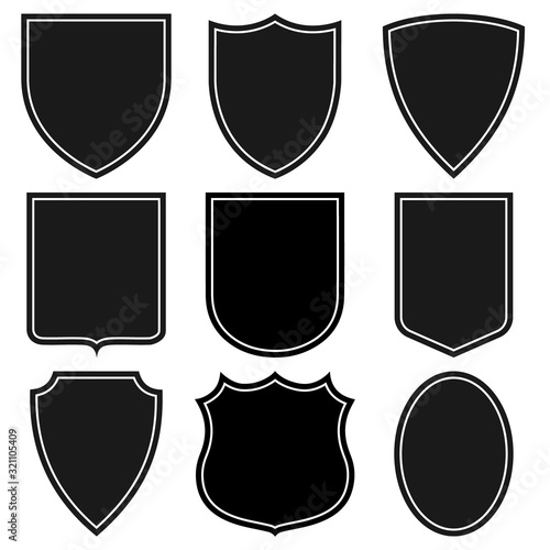 set of black shields