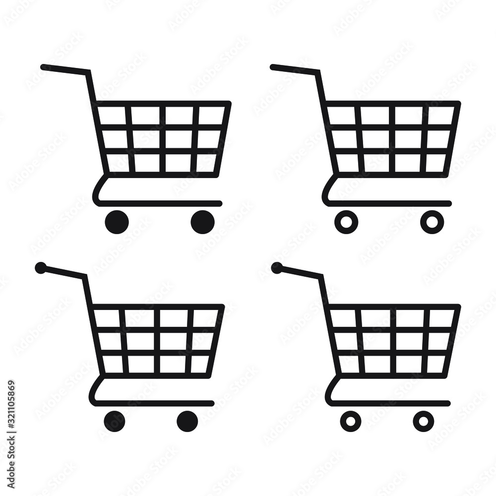 Shopping cart icon. Trolley icon. Shopping cart icon. Trolley icon.