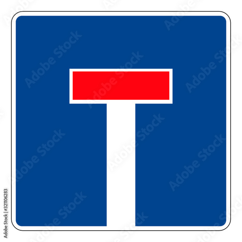 Dead end. Road sign of Germany. Europe. Vector graphics.