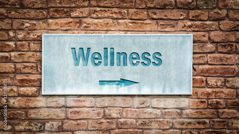 Naklejka premium Street Sign to Wellness