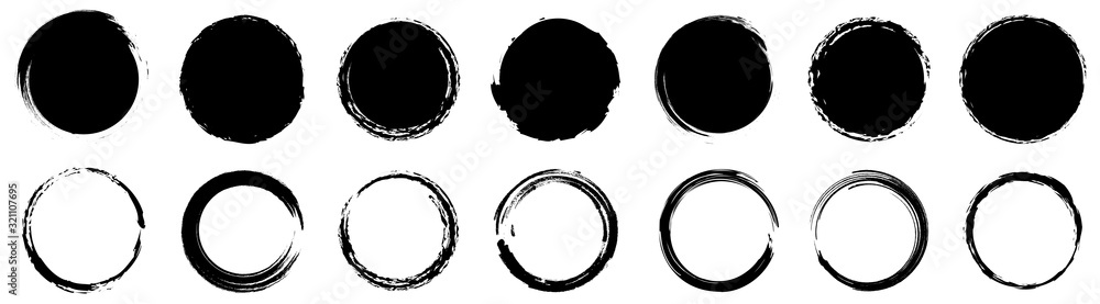 Grunge round shapes. Grunge banner collection. Vector