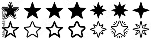 Star icon collection. Different stars set. Vector photo