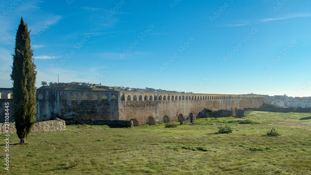 amoreira aqueduct in elvas city in portugal