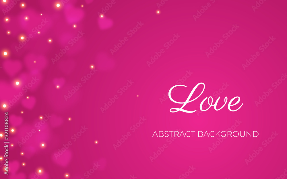 Heart bokeh pink background valentine love vector