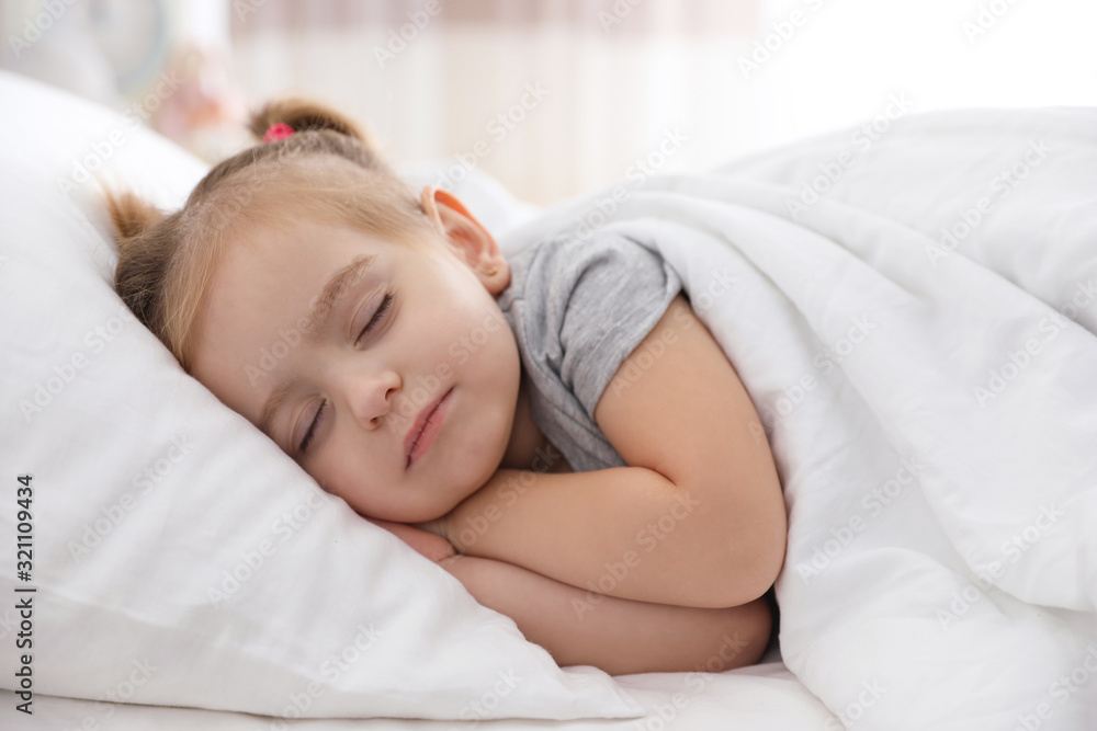 Cute little girl sleeping at home. Bedtime schedule Cute little girl sleeping at home. Bedtime schedule