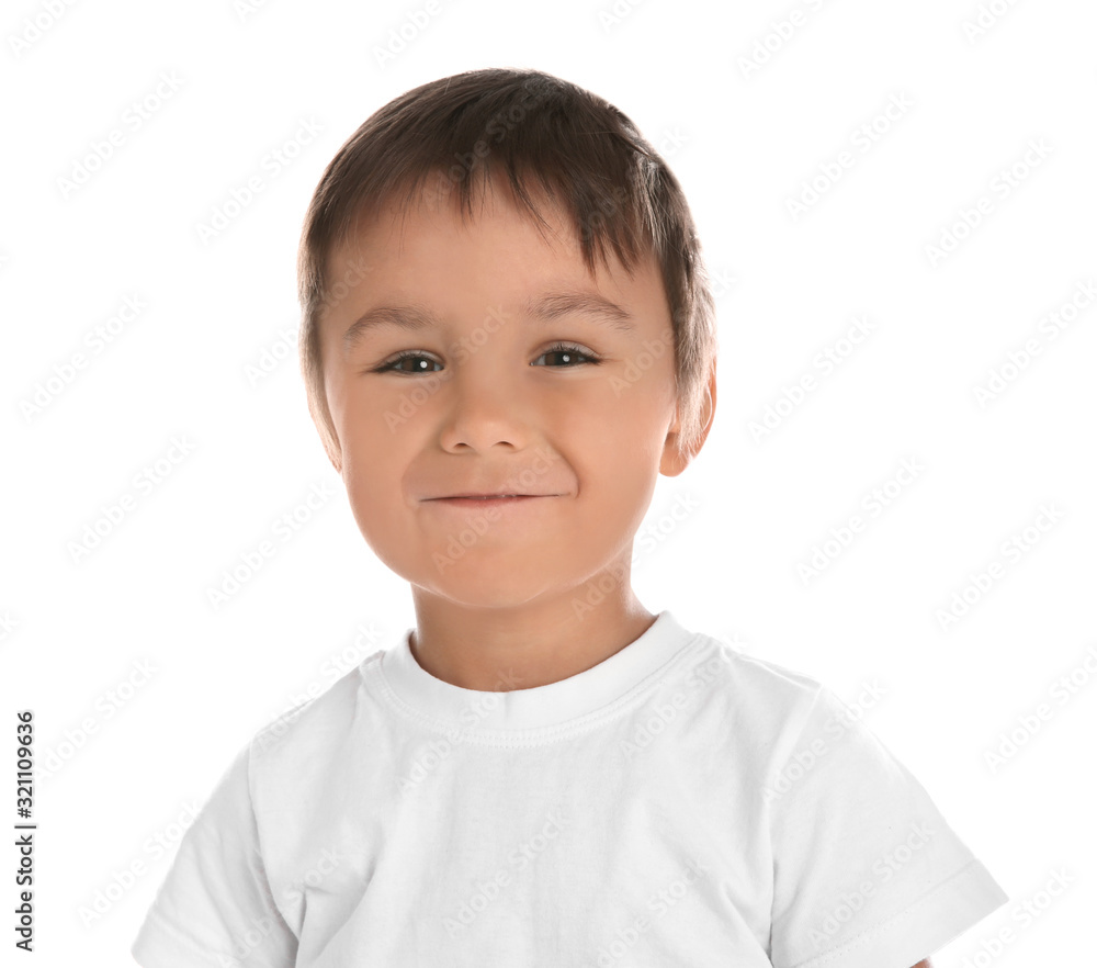 Portrait of cute little boy on white background Portrait of cute little boy on white background