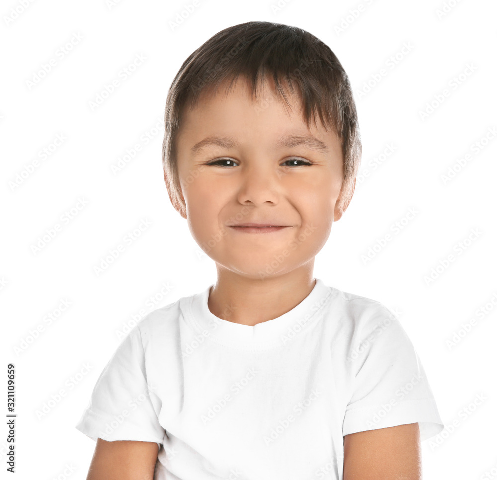 Portrait of happy little boy on white background Portrait of happy little boy on white background
