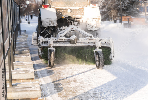 Snow removal process on winter day