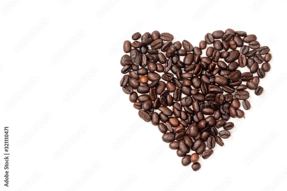 Heart of coffee beans on a white background Heart of coffee beans on a white background