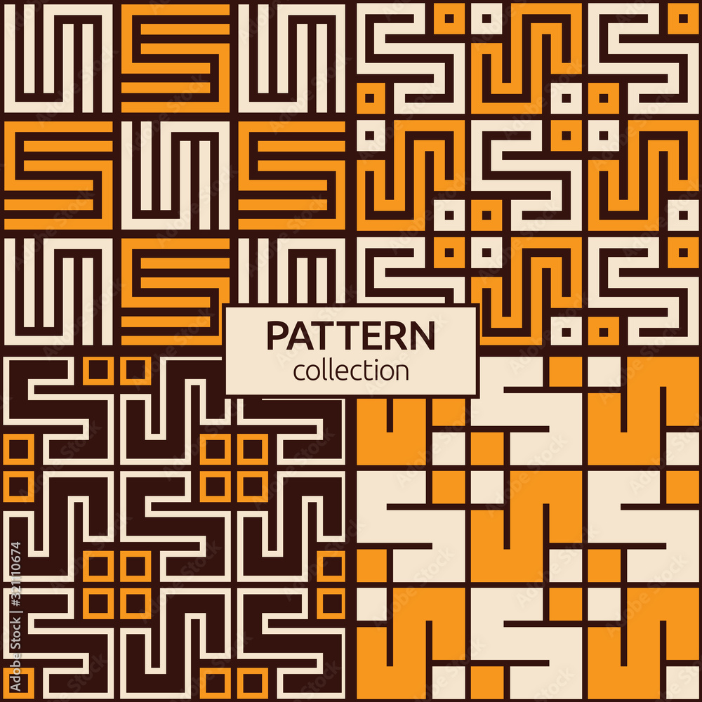 Set of four Korean or Chinese seamless patterns. Repeatimg geometric symmetric ornaments. Modern stylish textures. Trellis. Symmetric lines lattices. Vector color tiled ethnic backgrounds. Set of four Korean or Chinese seamless patterns. Repeatimg geometric symmetric ornaments. Modern stylish textures. Trellis. Symmetric lines lattices. Vector color tiled ethnic backgrounds.