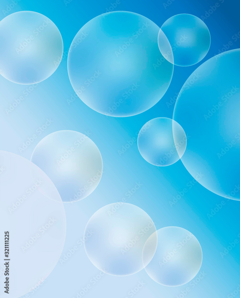 light air bubbles and balls of different colors on a light gradient background for decorating backgrounds and screensavers