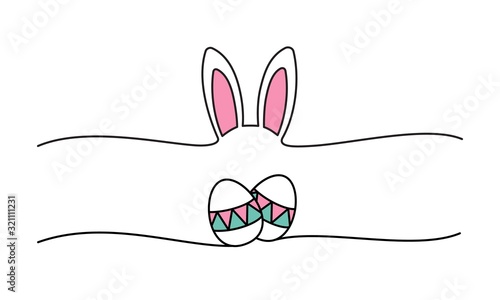 Doodle Easter bunny ears and eggs scribble banner