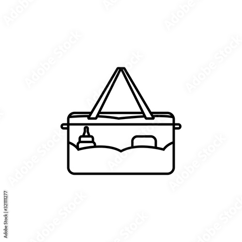 baby bag, family line icon on white background
