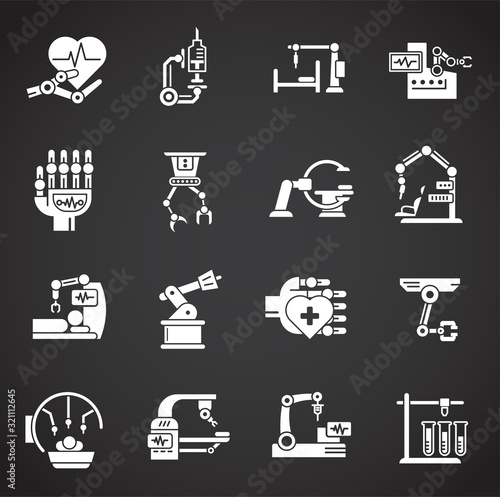 Robotic surgery related icons set on background for graphic and web design. Creative illustration concept symbol for web or mobile app