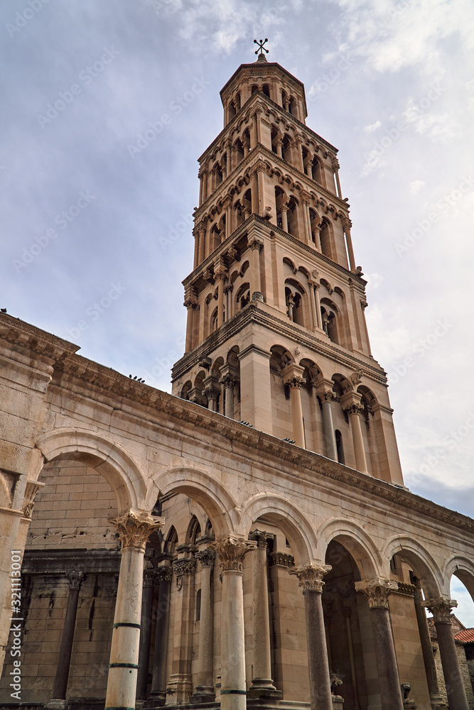 Belfry of Saint Dujma Cathedral in the city of Split, Croatia.,.