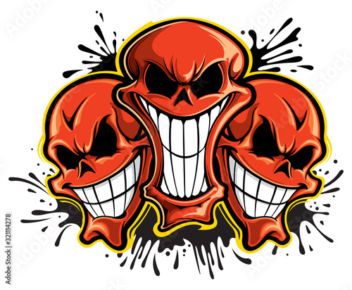 3 red skulls