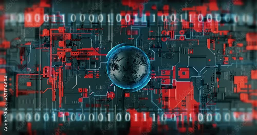 Futuristic visualization big data binary code digital process. Data ...