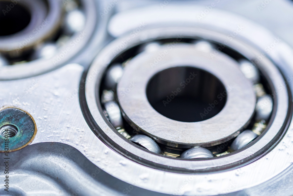 Close-up ball bearing in car automatic transmission Close-up ball bearing in car automatic transmission