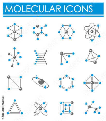 Molecular related icons set on background for graphic and web design. Creative illustration concept symbol for web or mobile app