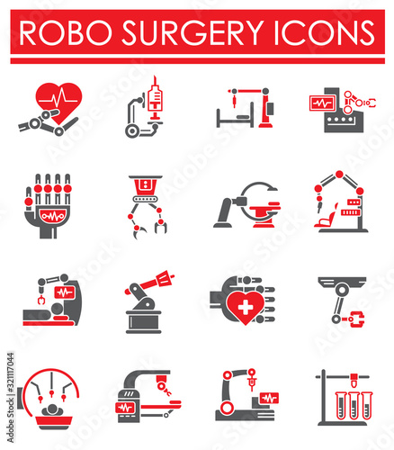 Robotic surgery related icons set on background for graphic and web design. Creative illustration concept symbol for web or mobile app