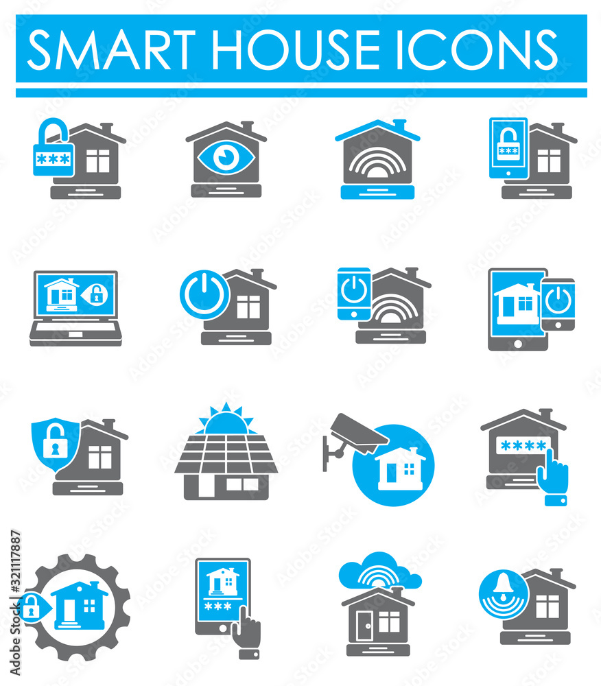 Smart home related icons set on background for graphic and web design. Creative illustration concept symbol for web or mobile app