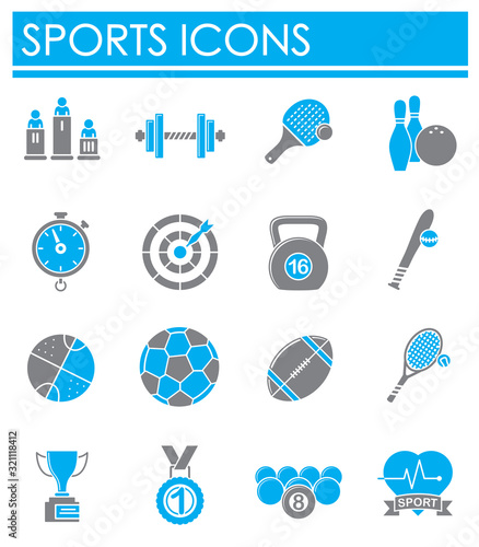 Sport related icons set on background for graphic and web design. Creative illustration concept symbol for web or mobile app