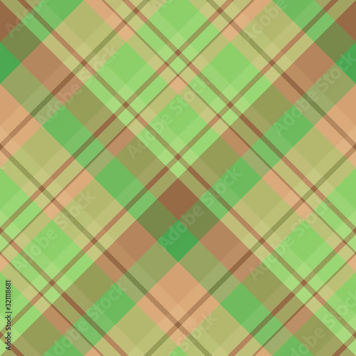 Seamless pattern in wonderful cozy brown and green colors for plaid, fabric, textile, clothes, tablecloth and other things. Vector image. 2