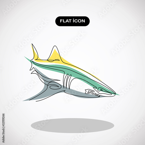 continuous line drawing of sea shark vector illustration 