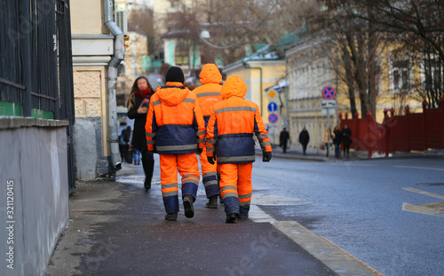 A group of workers walking