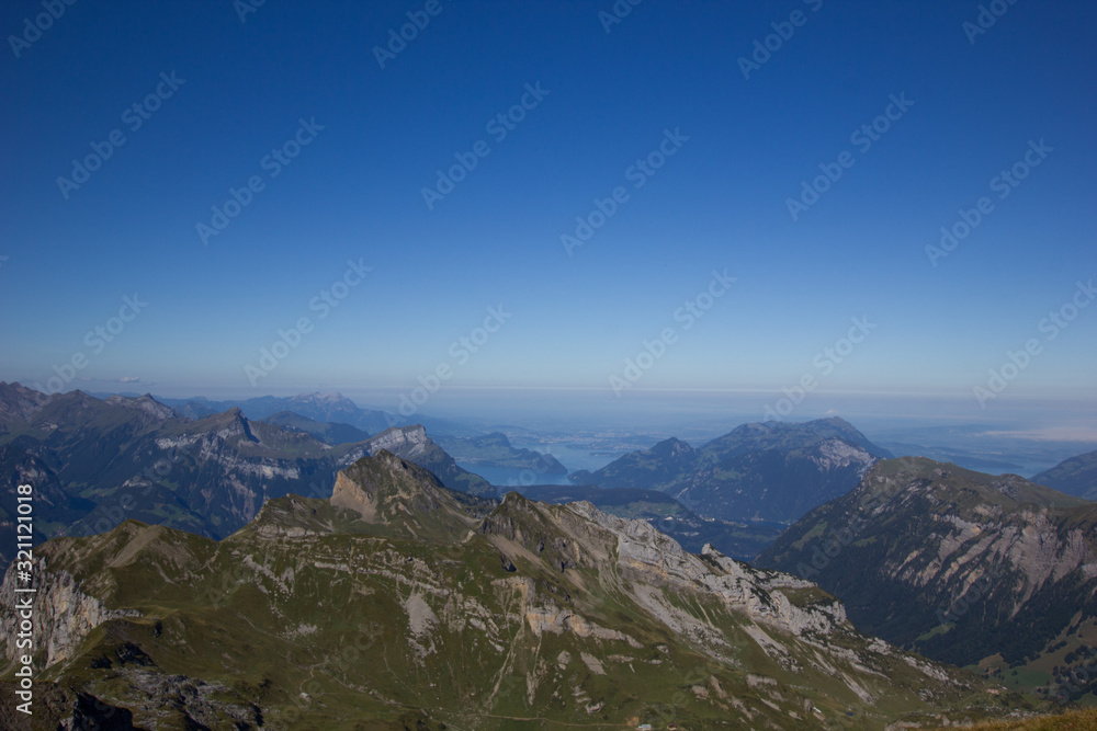 view over the central swiss alps in summer
