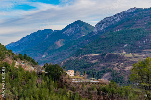 The captivating panoramic view of the low Alps mountains in the French Alpes-Maritimes department