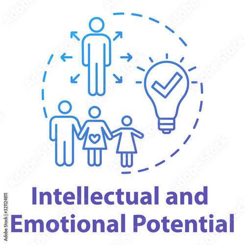 Intellectual and emotional potential concept icon. Live full life. Positive impact on others. Happy being idea thin line illustration. Vector isolated outline RGB color drawing