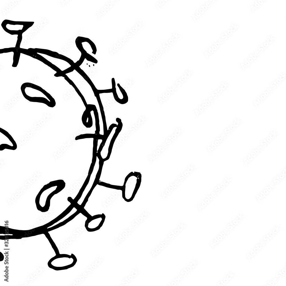 Header design with virus in black and white colors.