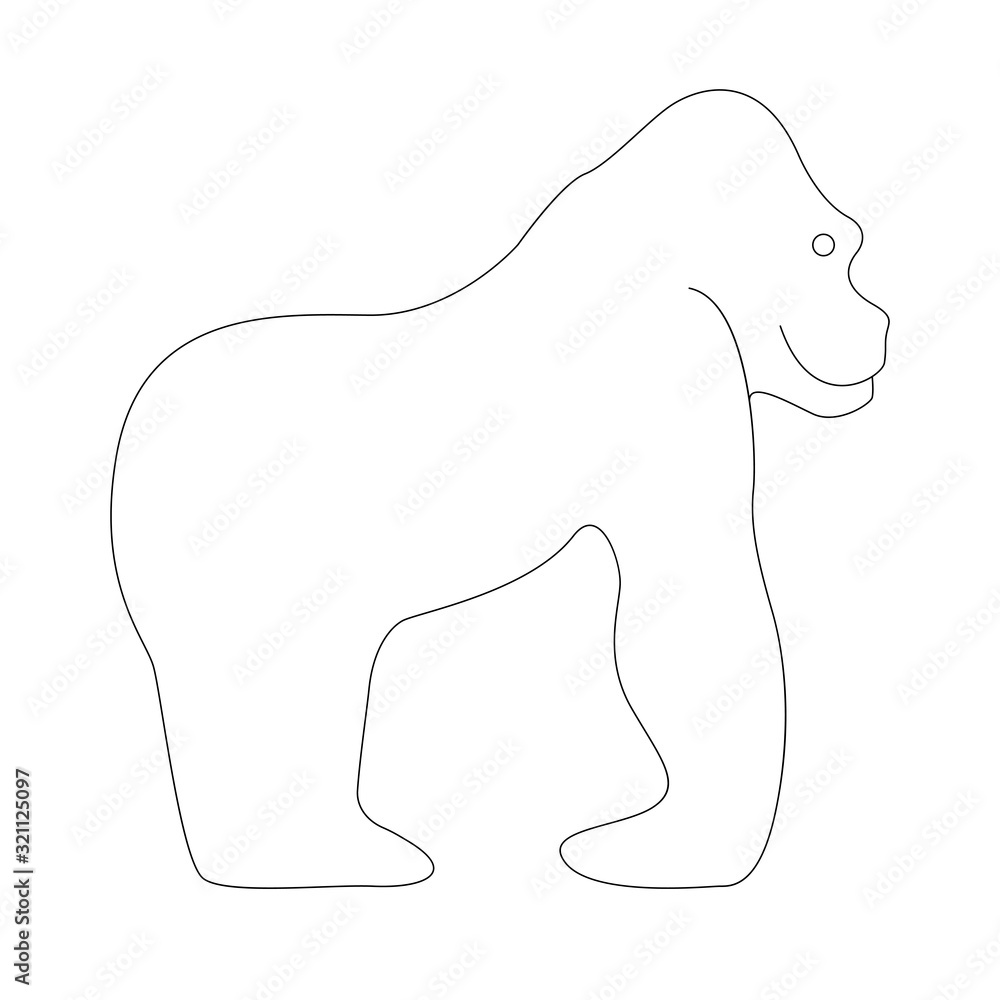 Obraz premium gorilla lining draw .vector illustration,profile view,coloring