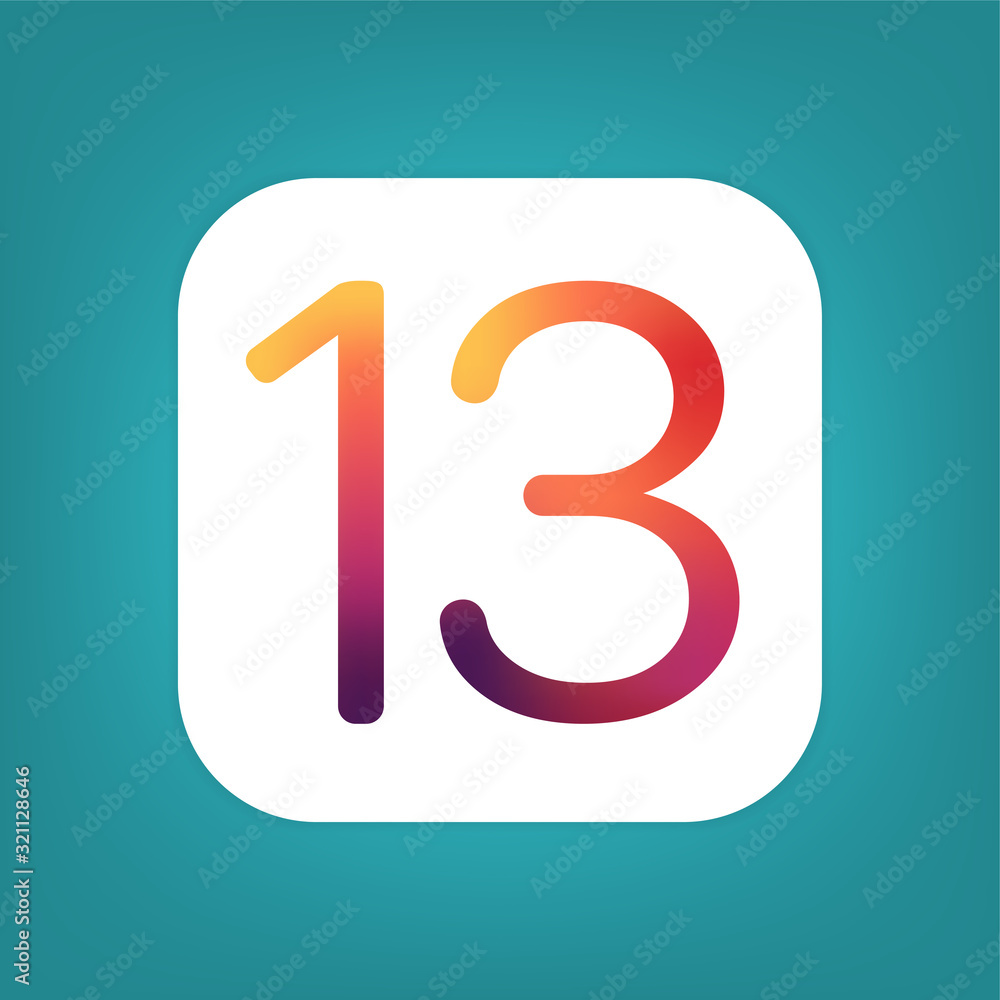13 logo icon isolated on turquoise background. Anniversary multicolor icon. Vector illustration